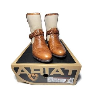 ARIAT Sojourn Boots Western Booties 10012898 Brown Leather/Canvas Women Size 6.5